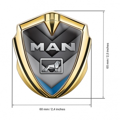 MAN Emblem Fender Badge Gold Blue Fragment Arrows Metallic Logo