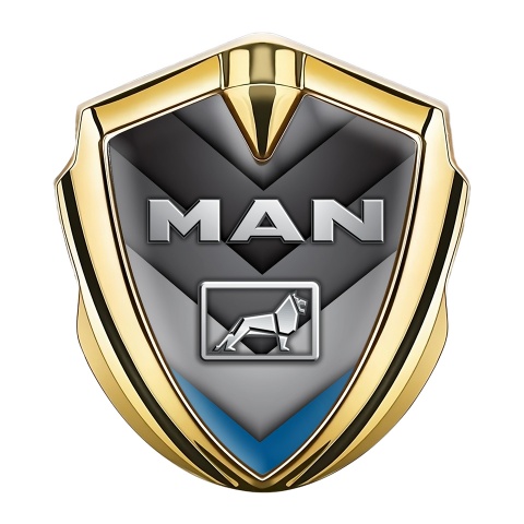 MAN Emblem Fender Badge Gold Blue Fragment Arrows Metallic Logo