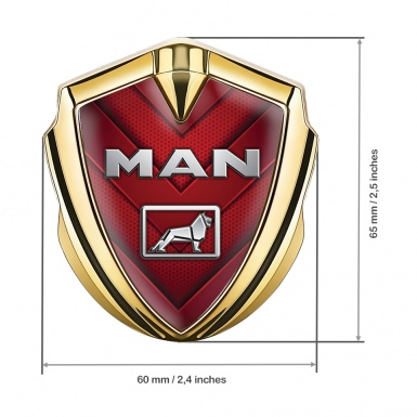 MAN Fender Emblem Badge Gold Crimson Hex Grey Logo Design