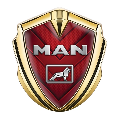 MAN Fender Emblem Badge Gold Crimson Hex Grey Logo Design