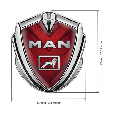 MAN Fender Emblem Badge Silver Crimson Hex Grey Logo Design