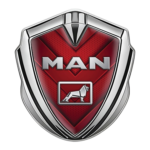 MAN Fender Emblem Badge Silver Crimson Hex Grey Logo Design