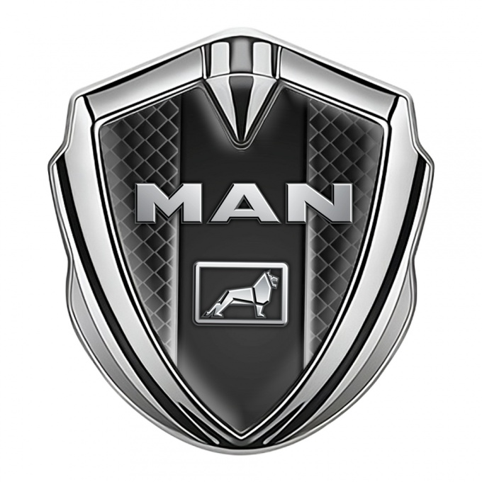 MAN Emblem Self Adhesive Silver Waffle Effect Metallic Logo Motif