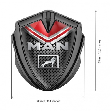 MAN Emblem Badge Graphite Dark Grate Red Fragment Steel Color Logo