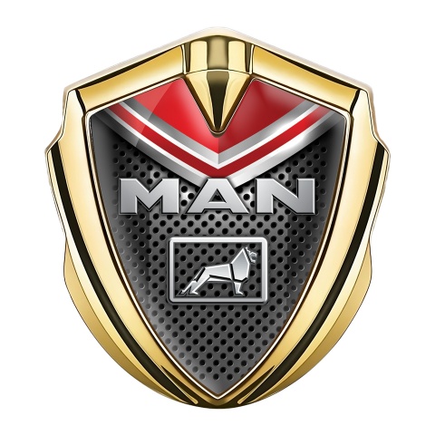 MAN Emblem Badge Gold Dark Grate Red Fragment Steel Color Logo