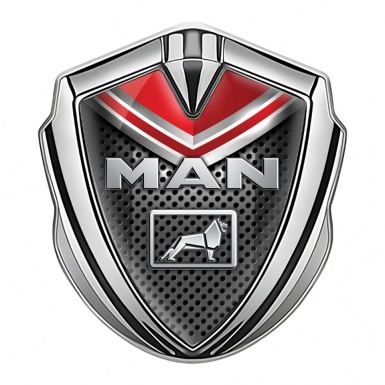 MAN Emblem Badge Silver Dark Grate Red Fragment Steel Color Logo