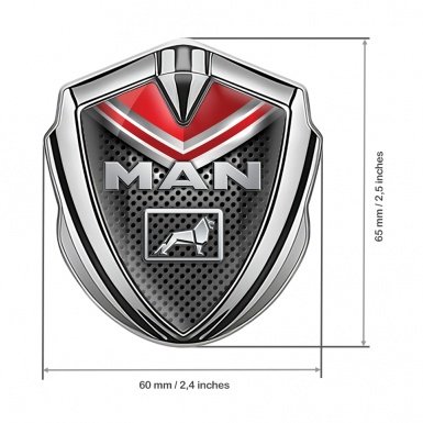 MAN Emblem Badge Silver Dark Grate Red Fragment Steel Color Logo