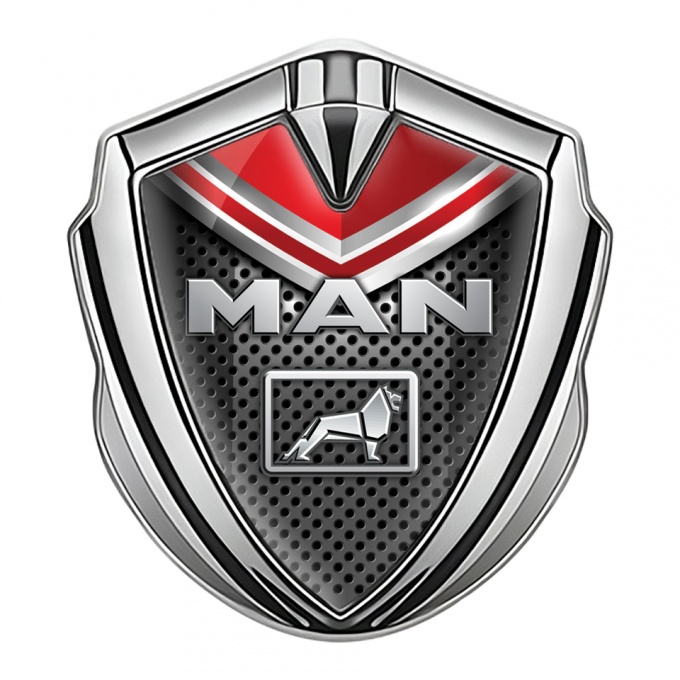 MAN Emblem Badge Silver Dark Grate Red Fragment Steel Color Logo