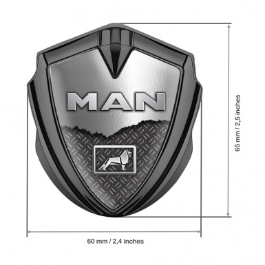 MAN Emblem Ornament Graphite Industrial Grate Torn Metal Lion Logo