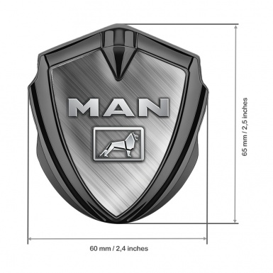 MAN Bodyside Domed Emblem Graphite Brushed Aluminum Metallic Lion