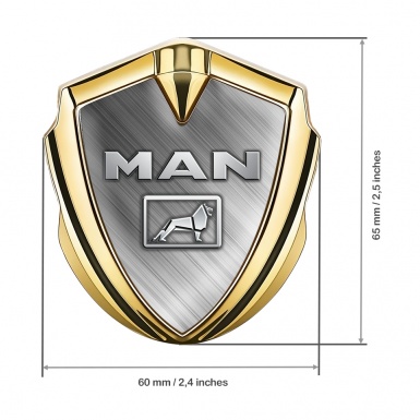 MAN Bodyside Domed Emblem Gold Brushed Aluminum Metallic Lion