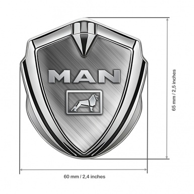 MAN Bodyside Domed Emblem Silver Brushed Aluminum Metallic Lion