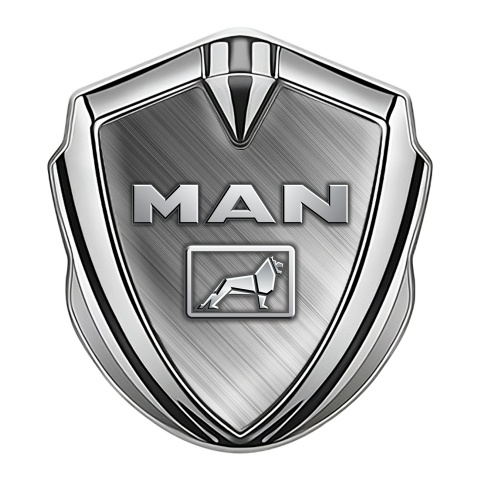 MAN Bodyside Domed Emblem Silver Brushed Aluminum Metallic Lion