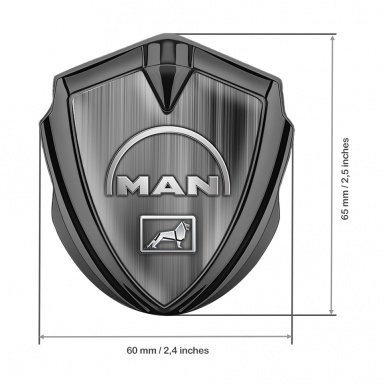 MAN Badge Self Adhesive Graphite Greyscale Gradient Half Circle Logo