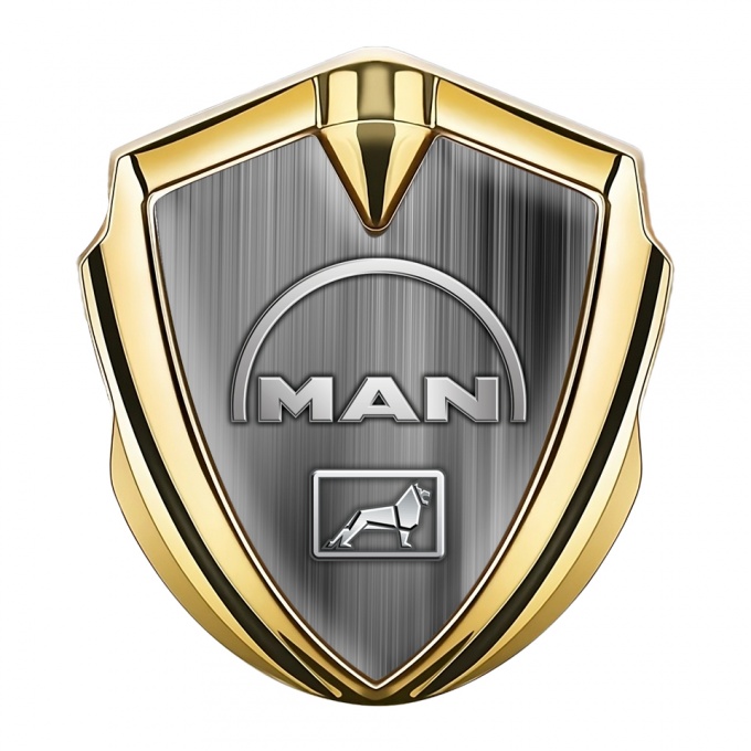 MAN Badge Self Adhesive Gold Greyscale Gradient Half Circle Logo