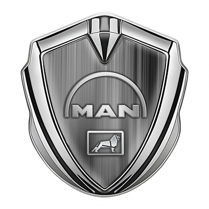 MAN Badge Self Adhesive Silver Greyscale Gradient Half Circle Logo