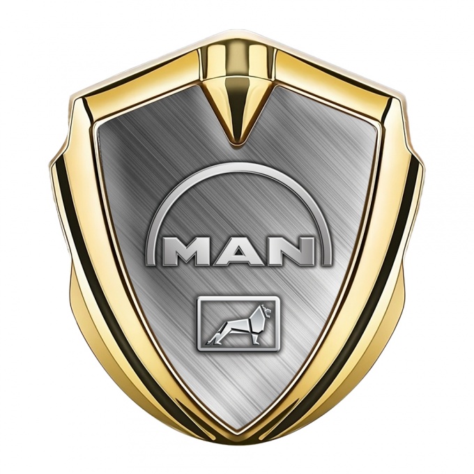MAN Emblem Badge Self Adhesive Gold Brushed Aluminum Half Circle Logo
