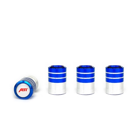 ABT Valve Caps Blue 4 pcs White Silicone Sticker with Red Logo