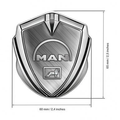 MAN Emblem Badge Self Adhesive Silver Brushed Aluminum Half Circle Logo