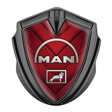 MAN Emblem Fender Badge Graphite Red Hex Elements Half Curved Logo