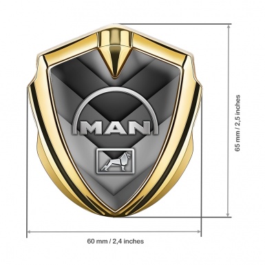 MAN Metal Emblem Self Adhesive Gold Greyscale Half Curved Logo