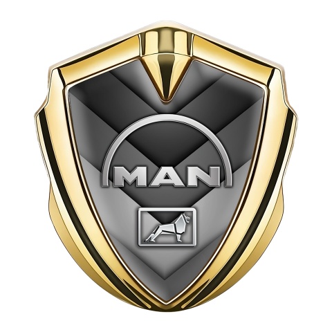MAN Metal Emblem Self Adhesive Gold Greyscale Half Curved Logo
