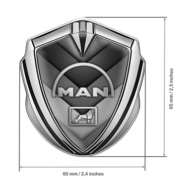 MAN Metal Emblem Self Adhesive Silver Greyscale Half Curved Logo
