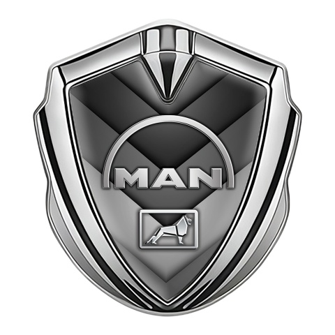 MAN Metal Emblem Self Adhesive Silver Greyscale Half Curved Logo
