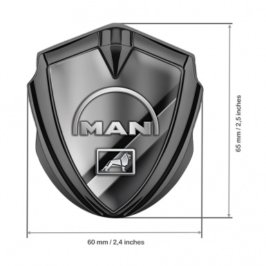 MAN Fender Emblem Badge Graphite Polished Metal Half Curved Logo