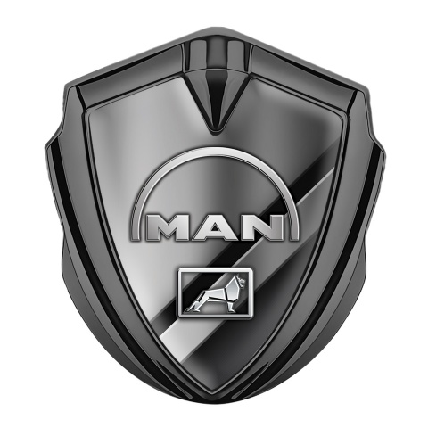 MAN Fender Emblem Badge Graphite Polished Metal Half Curved Logo