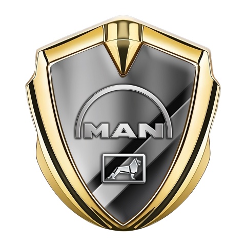 MAN Fender Emblem Badge Gold Polished Metal Half Curved Logo