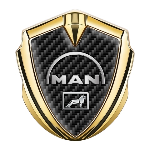 MAN Domed Emblem Gold Black Carbon Half Circle Logo Design