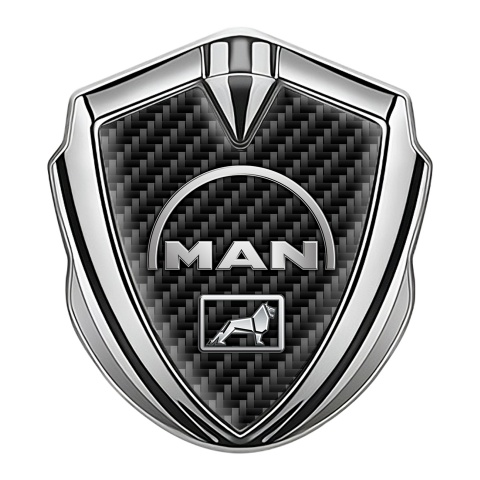 MAN Domed Emblem Silver Black Carbon Half Circle Logo Design