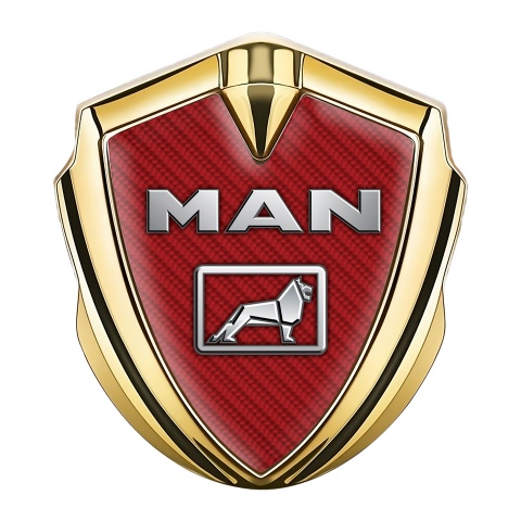 MAN Bodyside Domed Emblem Gold Red Carbon Metallic Lion Design