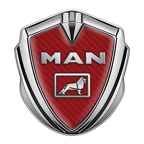 MAN Bodyside Domed Emblem Silver Red Carbon Metallic Lion Design