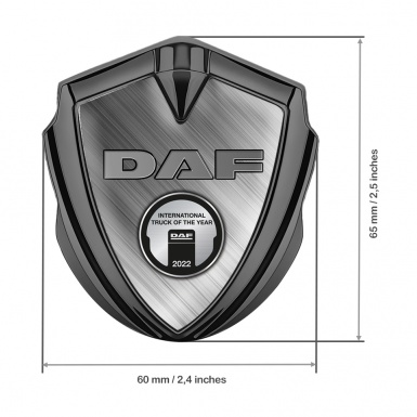 DAF Bodyside Emblem Self Adhesive Graphite Brushed Steel Metallic Plaque