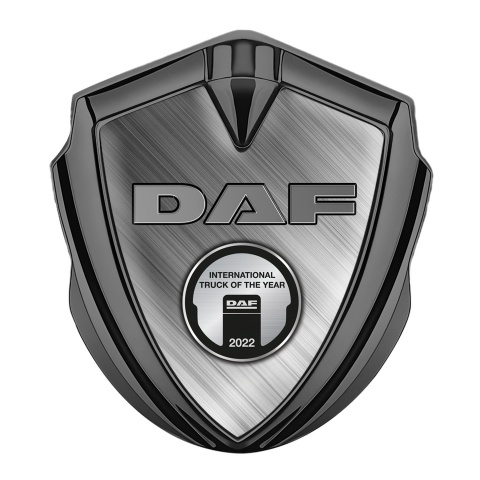 DAF Bodyside Emblem Self Adhesive Graphite Brushed Steel Metallic Plaque