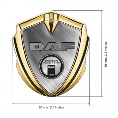 DAF Bodyside Emblem Self Adhesive Gold Brushed Steel Metallic Plaque