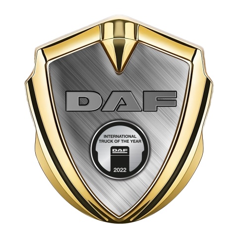 DAF Bodyside Emblem Self Adhesive Gold Brushed Steel Metallic Plaque