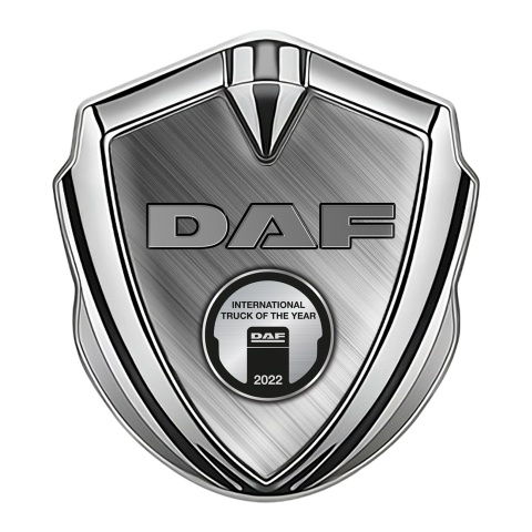 DAF Bodyside Emblem Self Adhesive Silver Brushed Steel Metallic Plaque