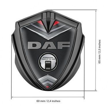 DAF Metal Domed Emblem Graphite Dark Mesh Chrome Metallic Plaque