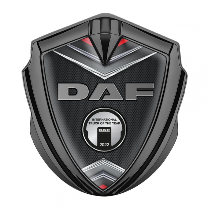 DAF Metal Domed Emblem Graphite Dark Mesh Chrome Metallic Plaque