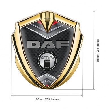 DAF Metal Domed Emblem Gold Dark Mesh Chrome Metallic Plaque