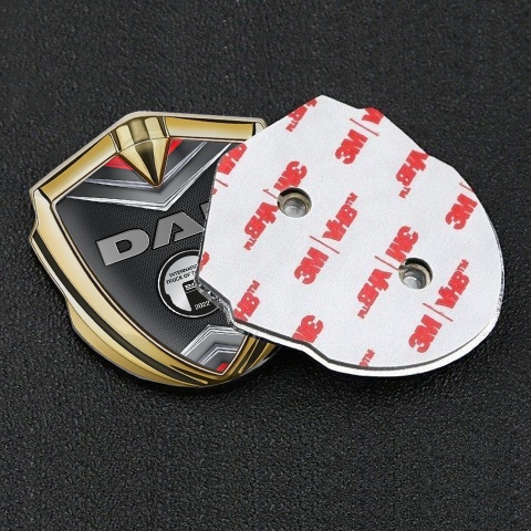 DAF Metal Domed Emblem Gold Dark Mesh Chrome Metallic Plaque