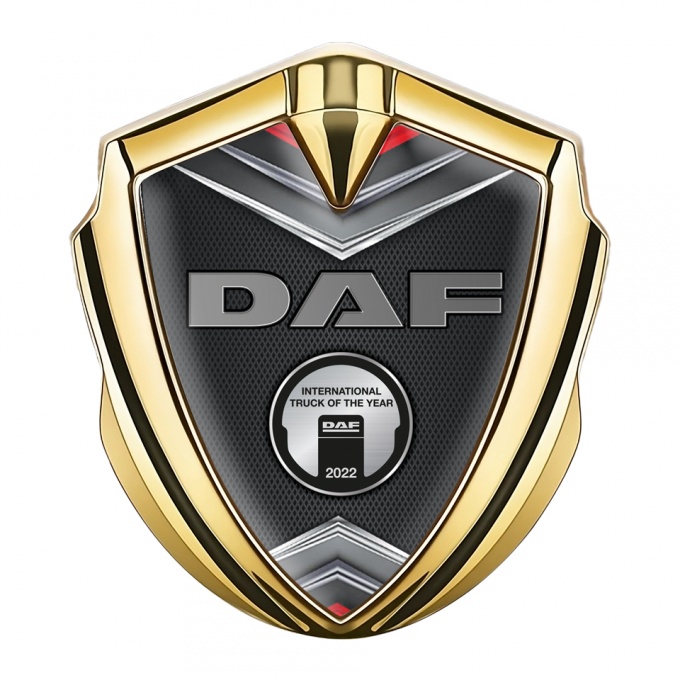 DAF Metal Domed Emblem Gold Dark Mesh Chrome Metallic Plaque