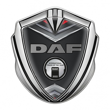 DAF Metal Domed Emblem Silver Dark Mesh Chrome Metallic Plaque