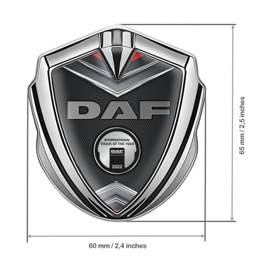 DAF Metal Domed Emblem Silver Dark Mesh Chrome Metallic Plaque