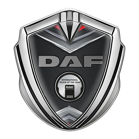 DAF Metal Domed Emblem Silver Dark Mesh Chrome Metallic Plaque