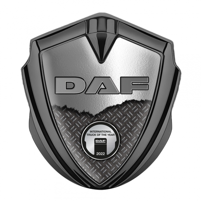 DAF Badge Self Adhesive Graphite Treadplate Torn Metal Metallic Plaque