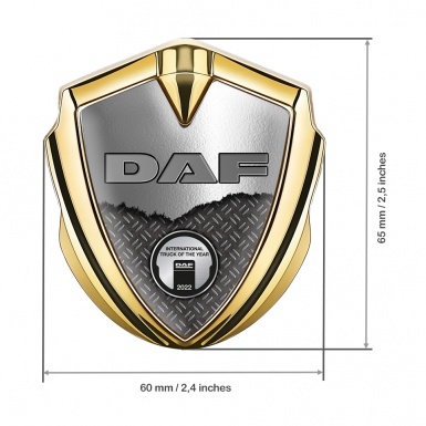 DAF Badge Self Adhesive Gold Treadplate Torn Metal Metallic Plaque